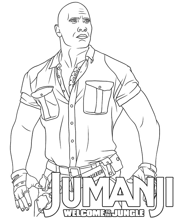 Jumanji coloring page dwayne johnson