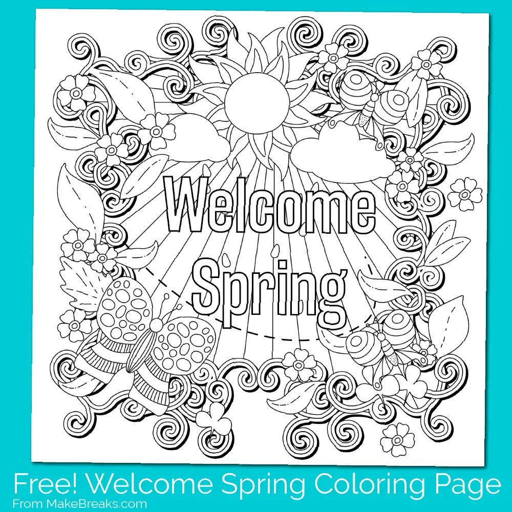 Free printable wele spring coloring page