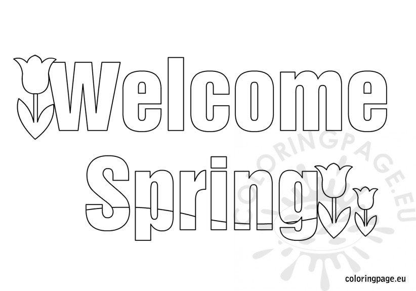 Welcome spring tulips coloring page coloring page