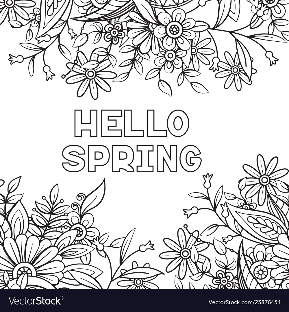 Hello spring coloring page royalty free vector image