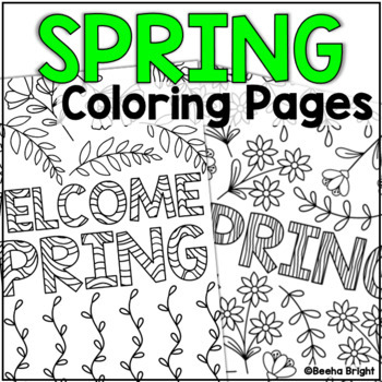 Spring coloring pages sheets activities tpt