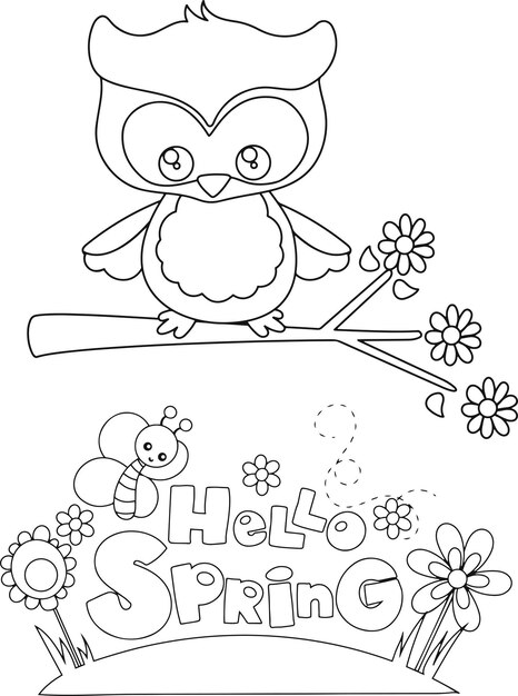 Premium vector spring coloring pages cute hand drawing