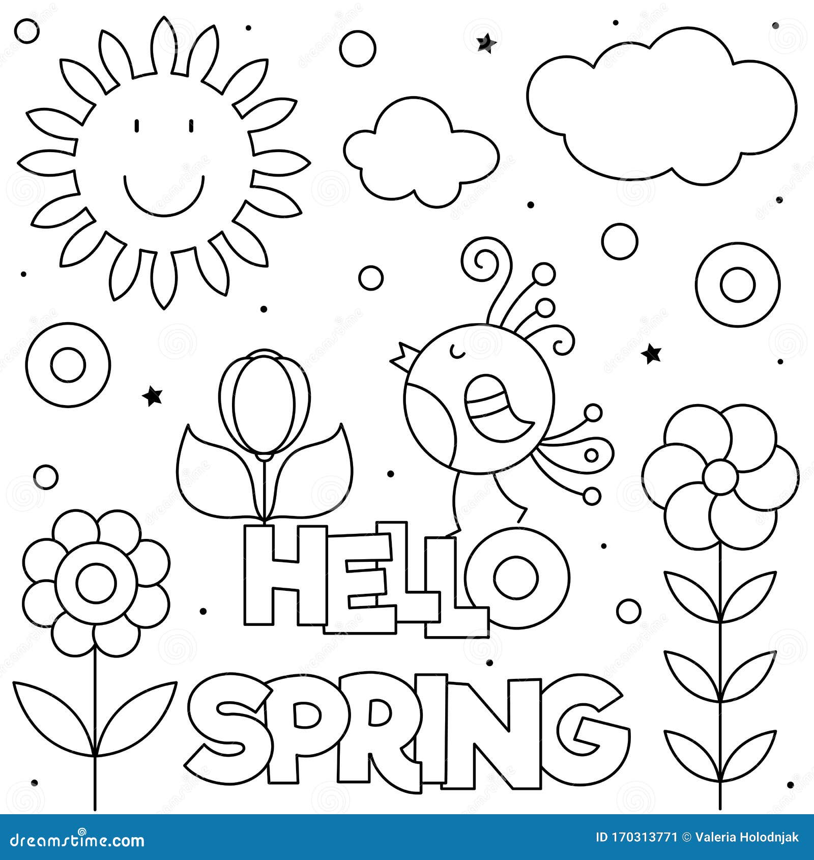 Black white spring coloring stock illustrations â black white spring coloring stock illustrations vectors clipart