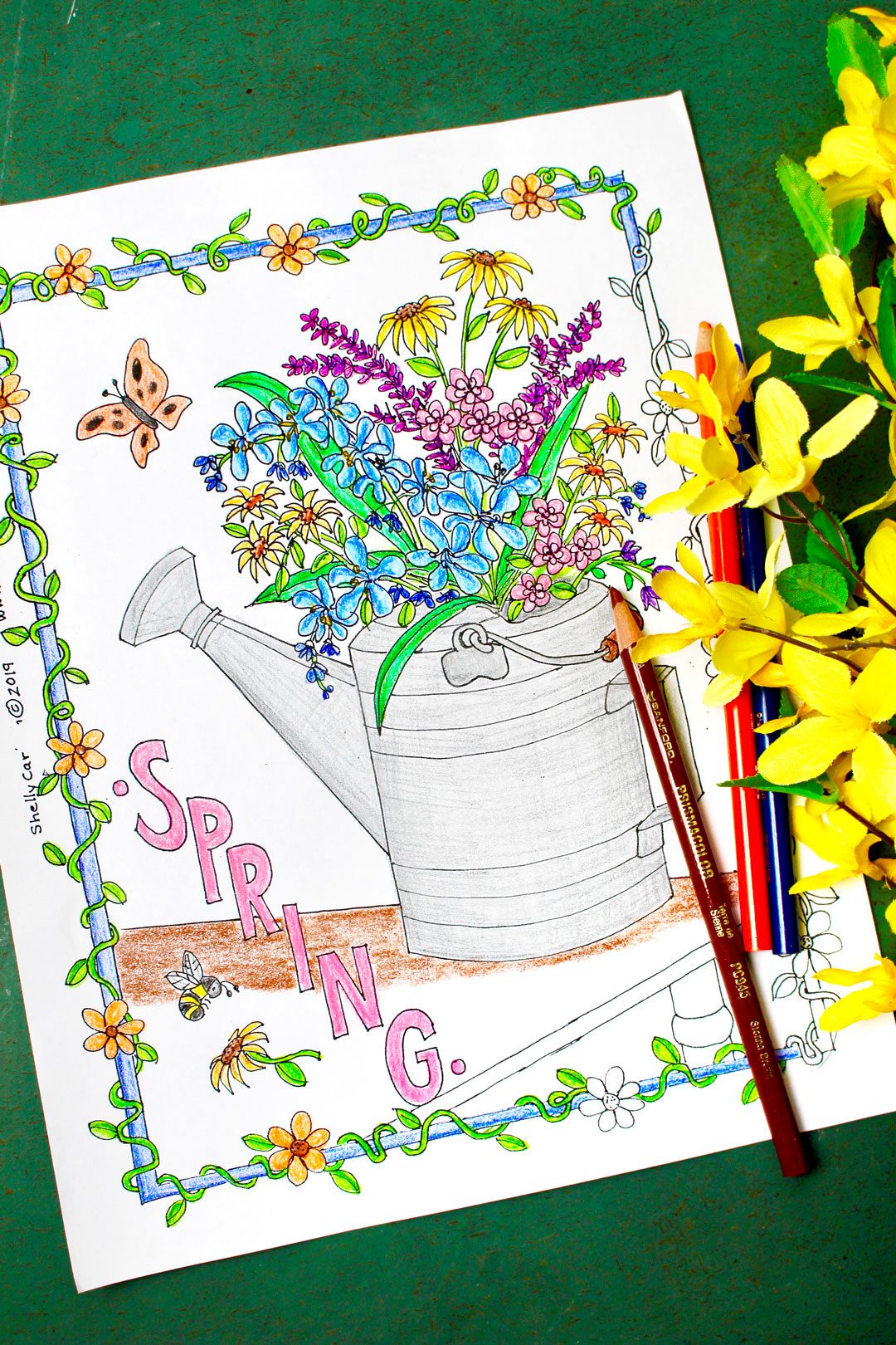 Beautiful free spring flowers coloring page