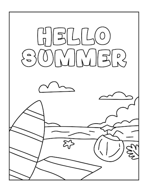 Premium vector hello summer coloring pages for kids