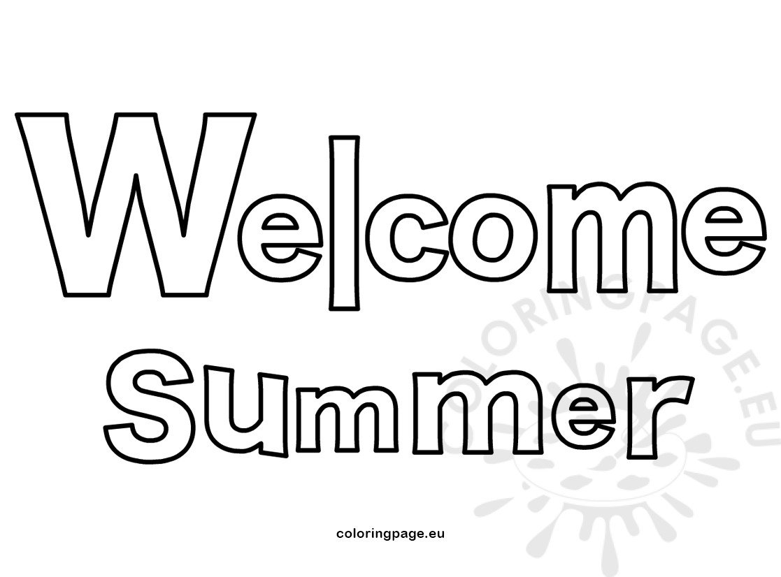 Welcome summer letters vector illustration coloring page