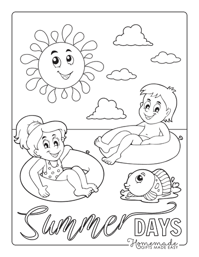 Free summer coloring pages for kids adults