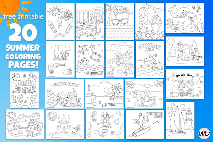 Fun summer coloring pages for kids mrs merry