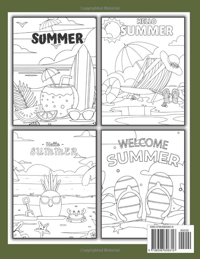 Summer coloring book beautiful summer coloring pages with featuring summer beach scenes variety of flowers and more habiba gf books