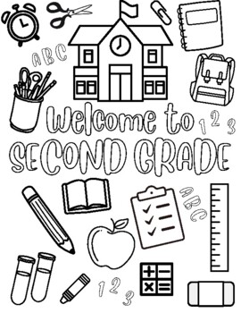 Wele to second grade coloring sheet by one in a miller design co