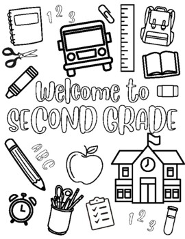 Wele to second grade coloring sheet by one in a miller design co