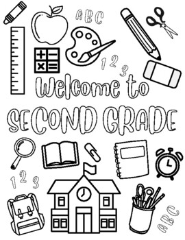 Wele to second grade coloring sheet by one in a miller design co