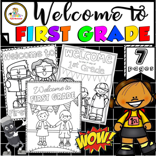 Wele to first grade back to school coloring sheets