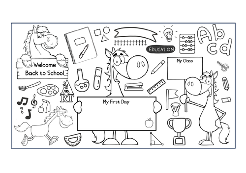 Back to school doodle colouring sheets teaching resources