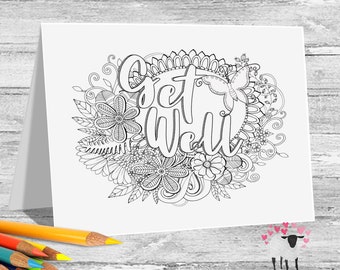 Get well soon coloring cards bundle classroom coloring book big hugs printable coloring pages instant download