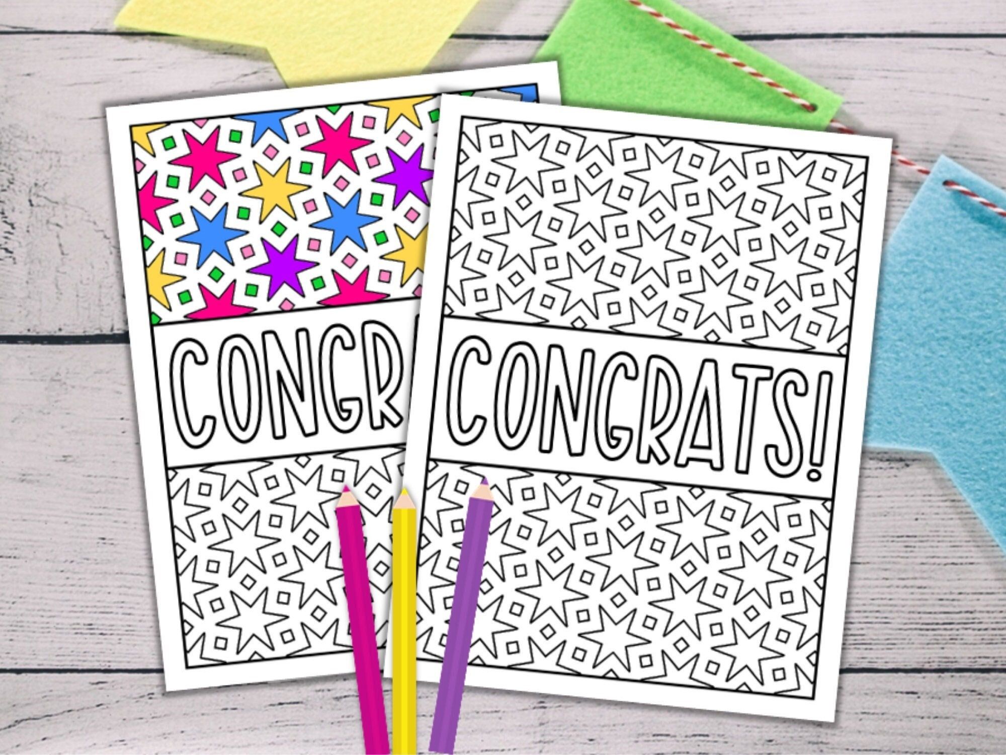 Congratulations cards to color congrats coloring pages