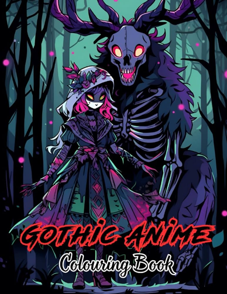 Gothic anime louring book a llection of dark and creepy anime louring pages featuring the deathly wendigo eerie spirits and much more perfect and adults adult teen louring books