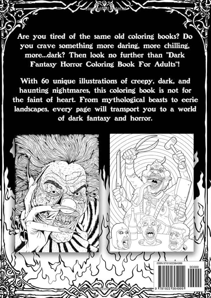 Dark fantasy horror coloring book for adults unique creepy dark mythological haunting nightmares in black and white for stress relief relaxation nightmire edgar books