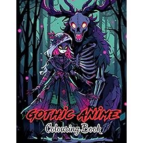 Gothic anime louring book a llection of dark and creepy anime louring pages featuring the deathly wendigo eerie spirits and much more perfect and adults adult teen louring books