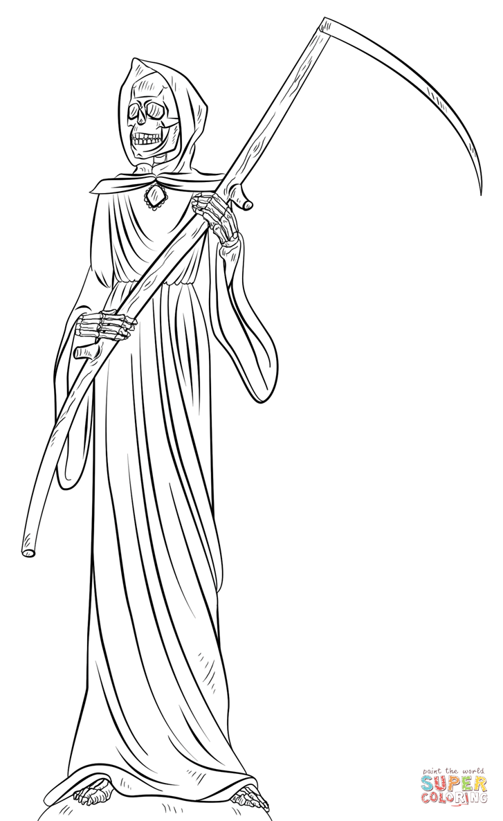 Grim reaper coloring page free printable coloring pages