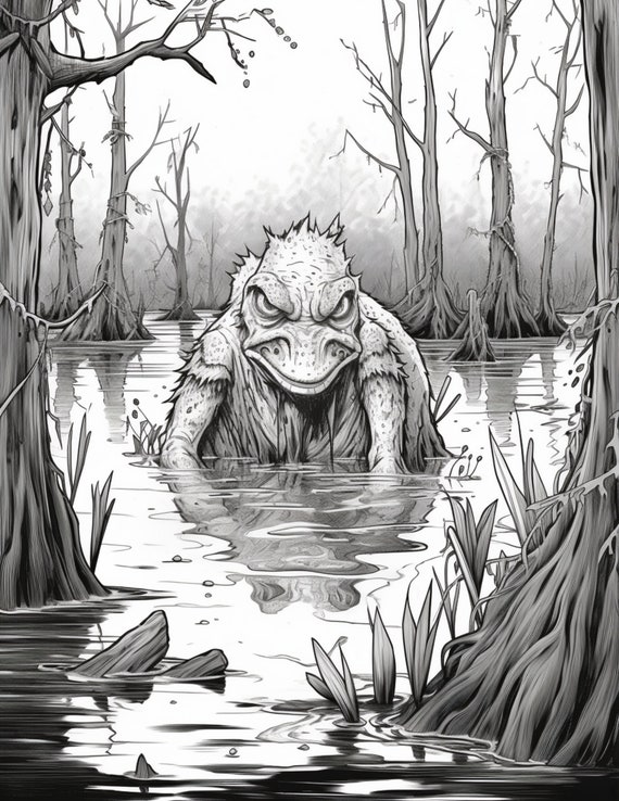 Cryptid coloring pages horror adult digital coloring book wendigo coloring page bigfoot coloring page instant download