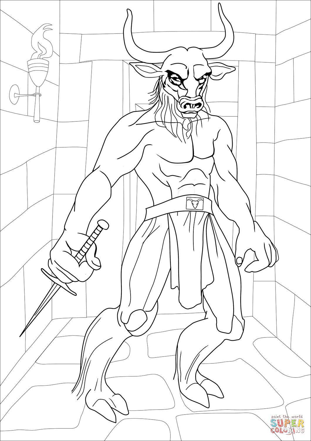 Minotaur coloring page free printable coloring pages