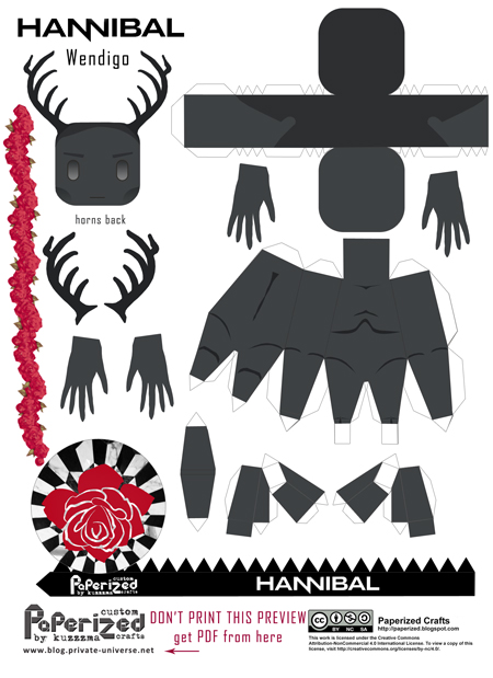 Papercraft paperized hannibal wendigo papertoy private universe timeline