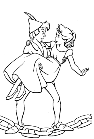 Peter pan has saved wendy coloring page free printable coloring pages