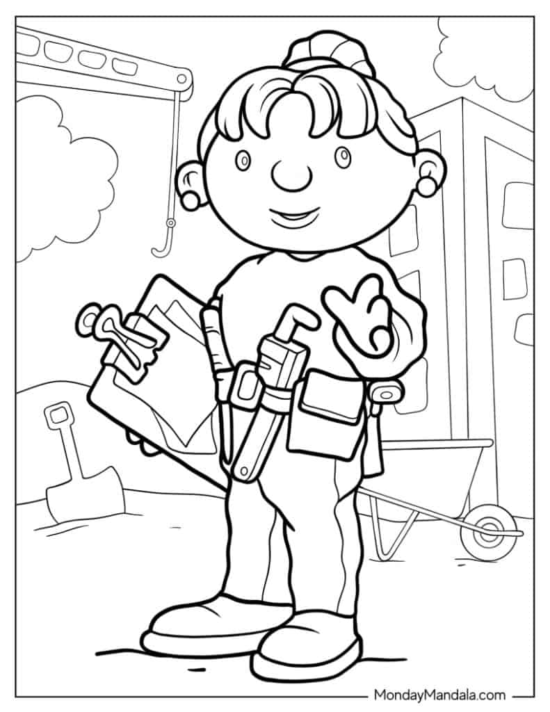 Bob the builder coloring pages free pdf printables