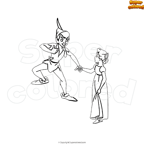 Coloring page peter pan and wendy