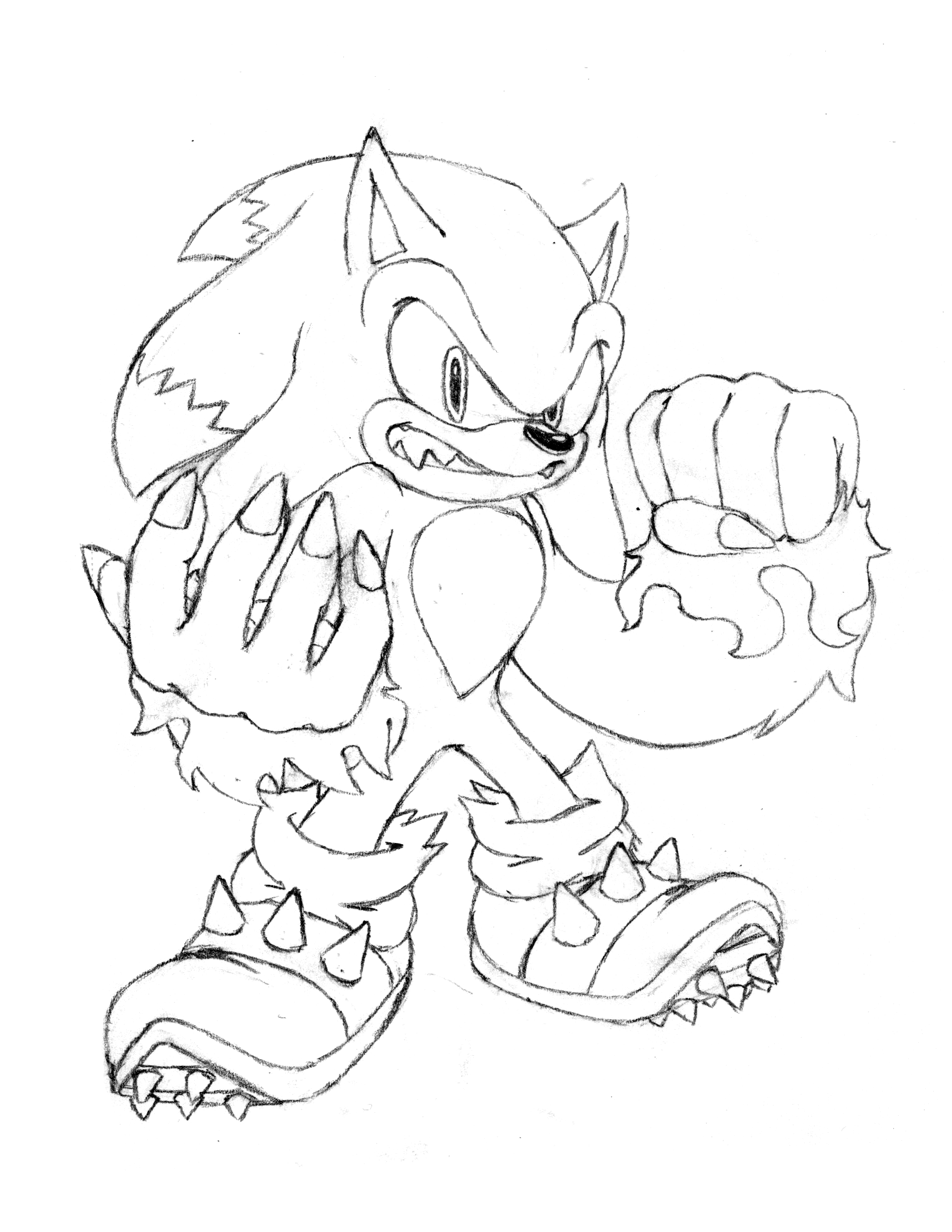 Sonic the werehog sketch by rainbowyosh on