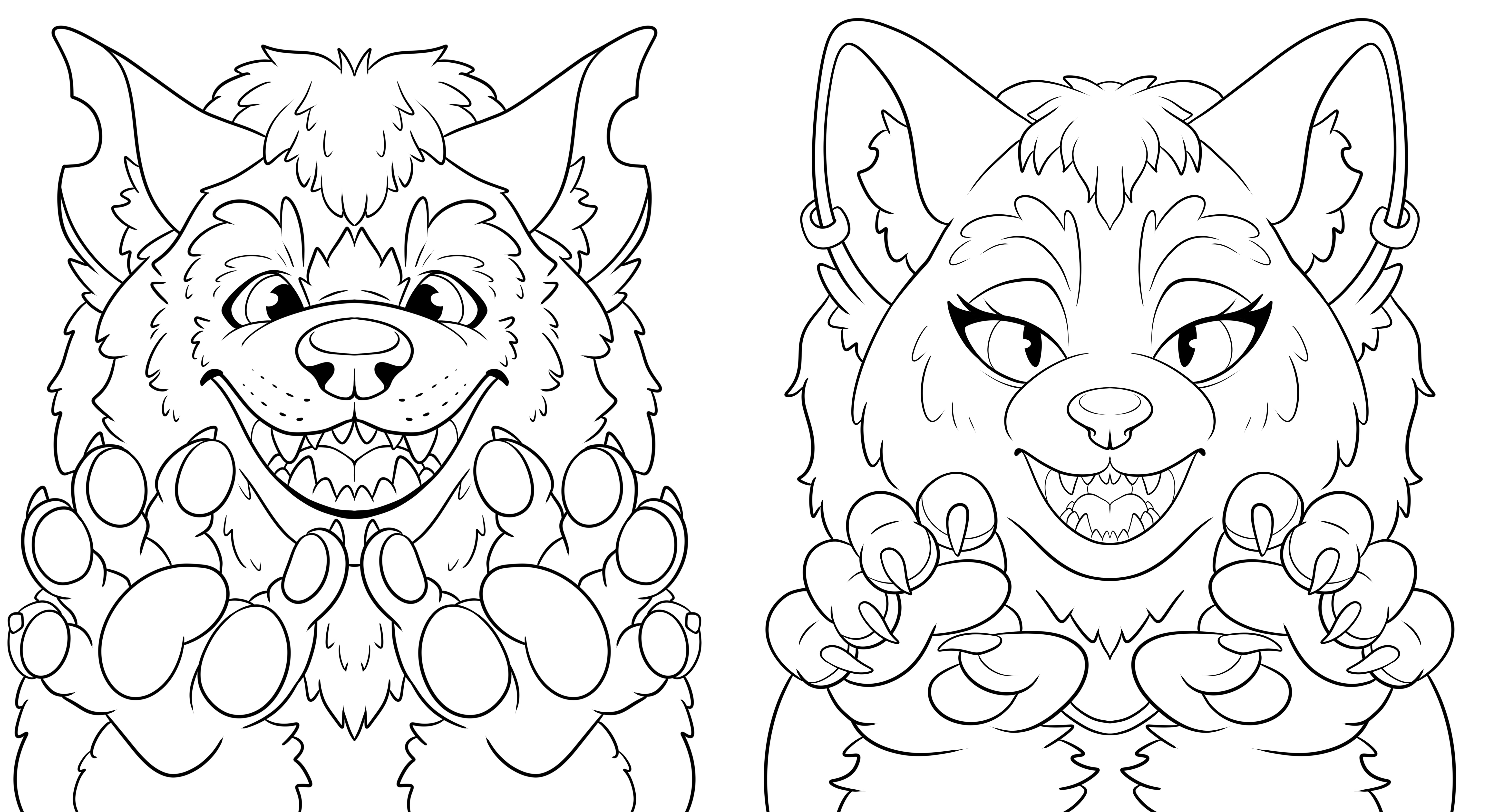 Werewolf werecat coloring page by blacksheeptfs