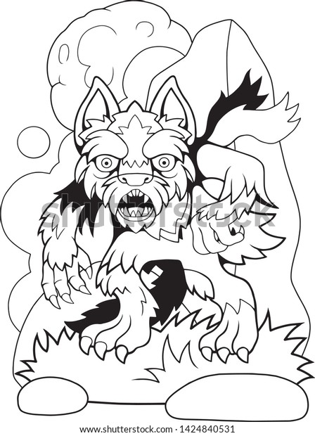 Cartoon scary werewolf coloring book funny stock vector royalty free