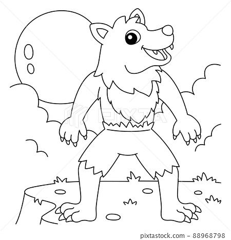 Werewolf halloween coloring page for kids