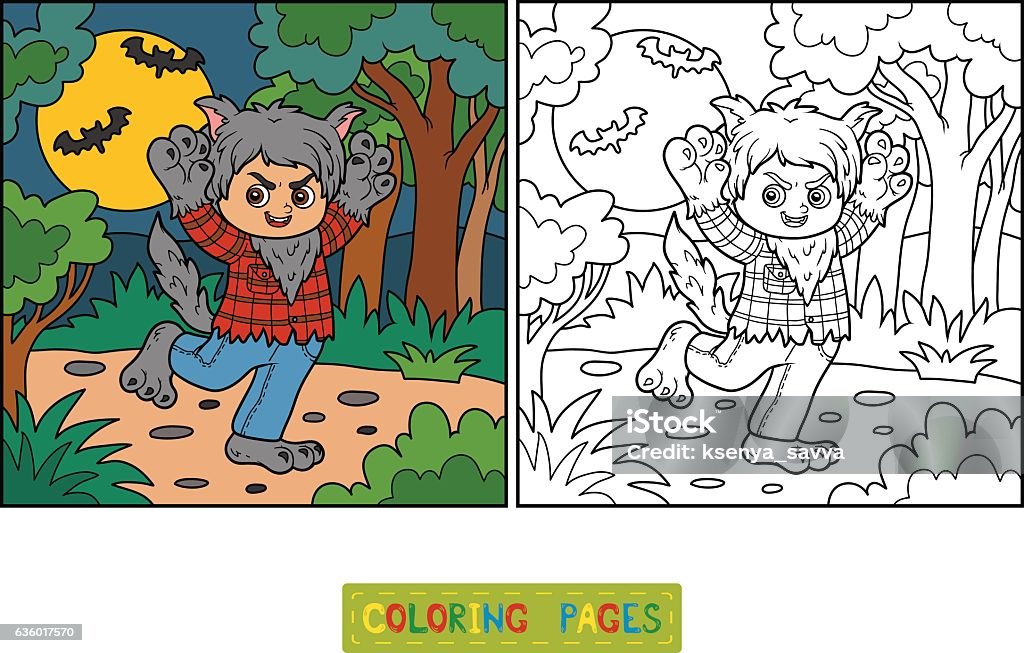 Coloring book for children werewolf stock illustration