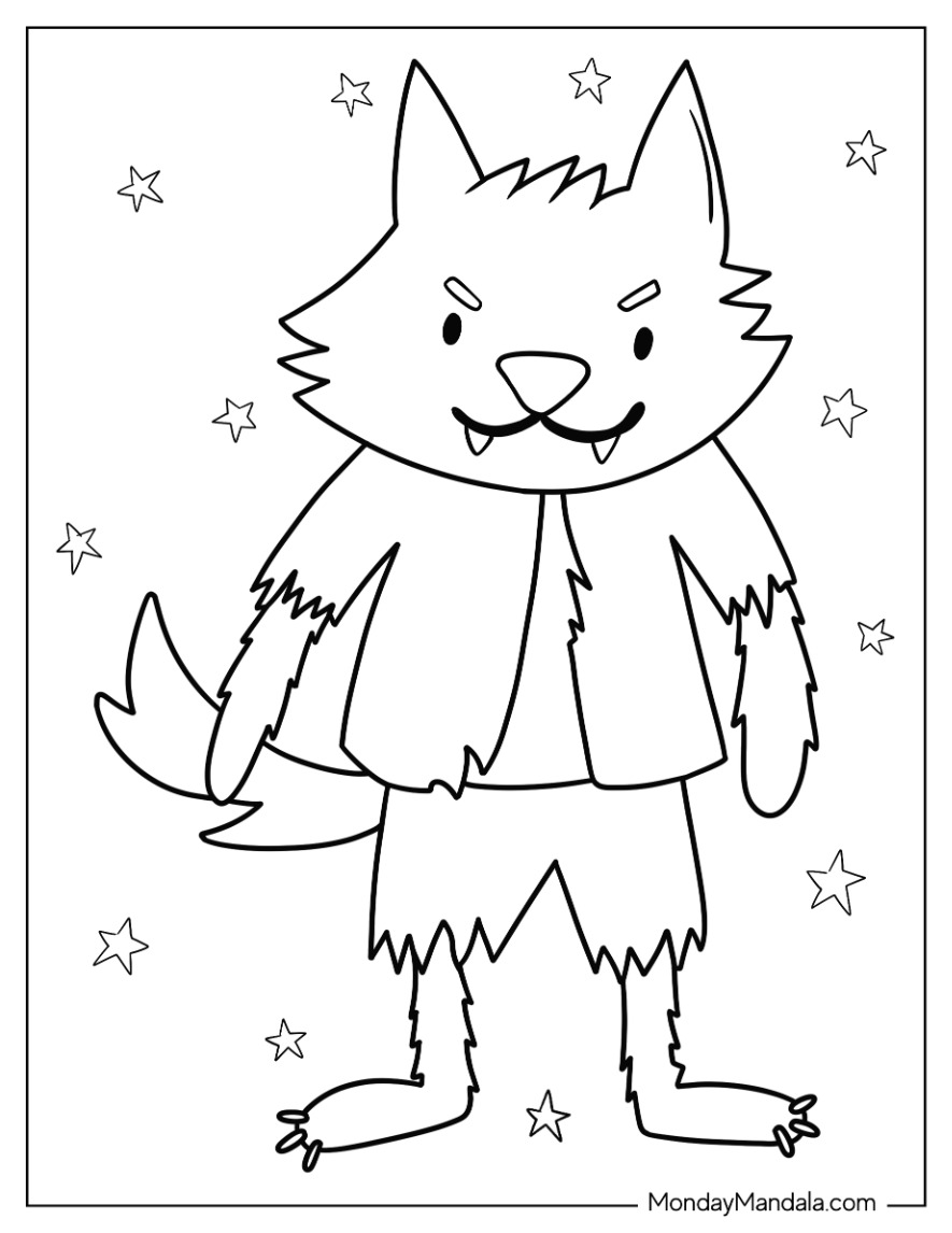 Werewolf coloring pages free pdf printables