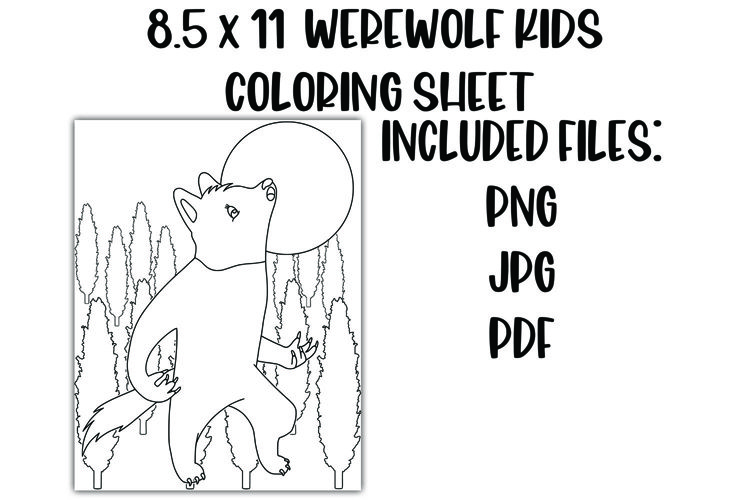 Halloween werewolf kids coloring sheet