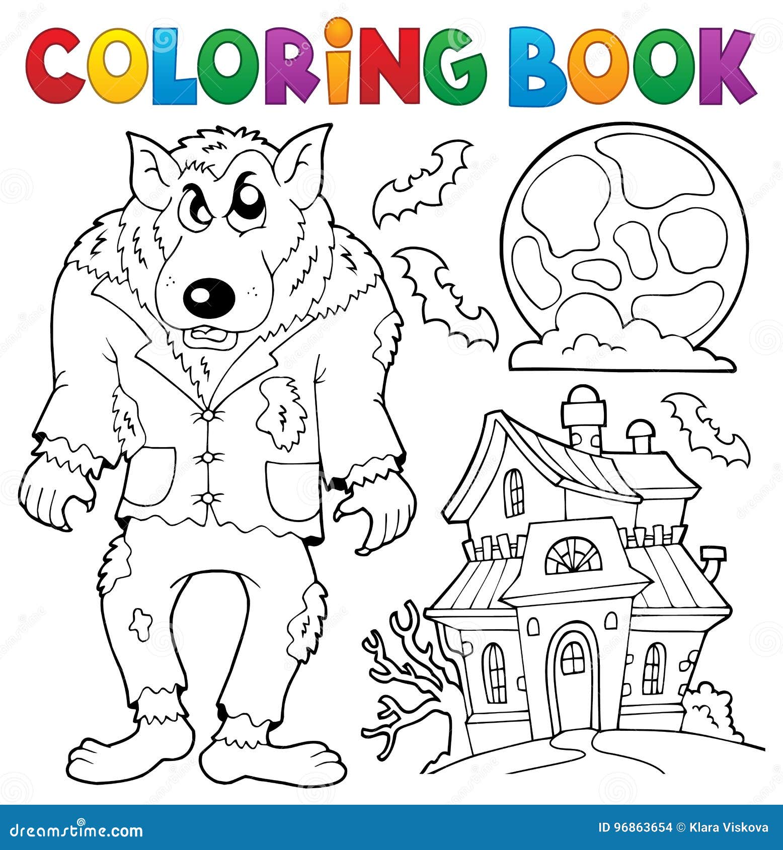 Coloring book werewolf theme stock vector