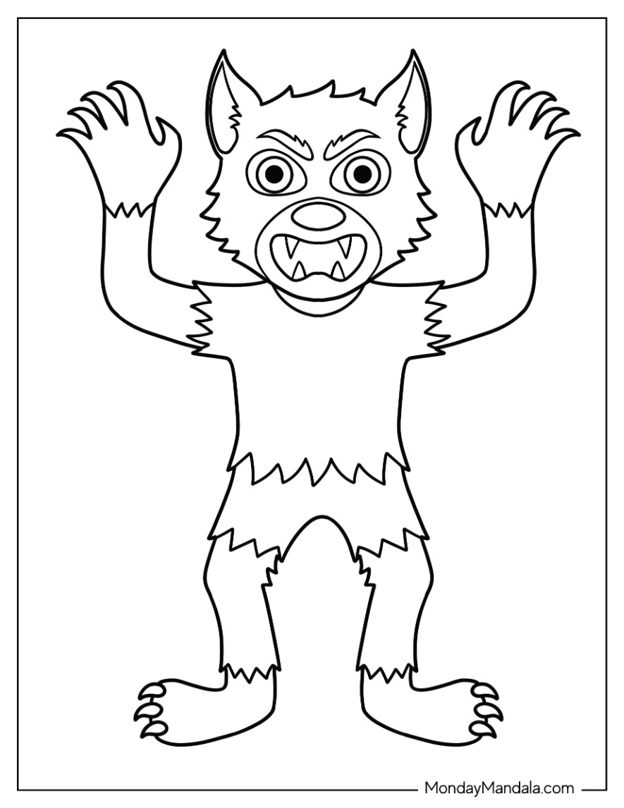 Werewolf coloring pages free pdf printables