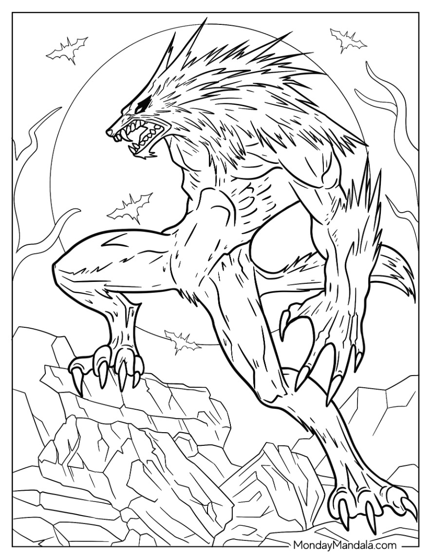 Werewolf coloring pages free pdf printables