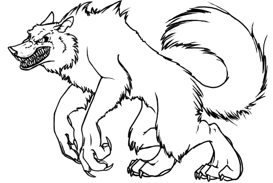 Werewolf outline by the