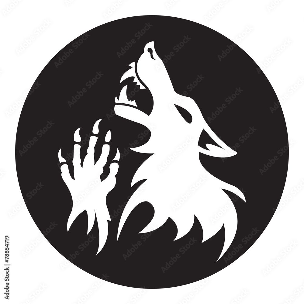 Vector werewolf stencil black