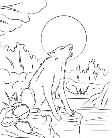 Werewolf howling at the moon coloring page free printable coloring pages