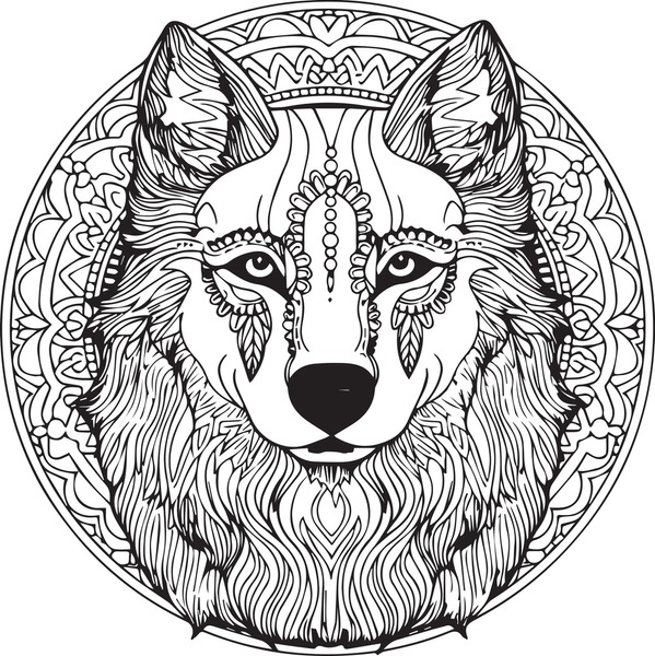 Thousand coloring book wolf royalty