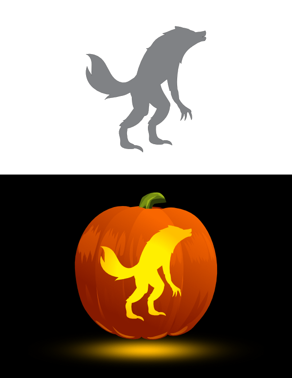 Printable werewolf side view pumpkin stencil