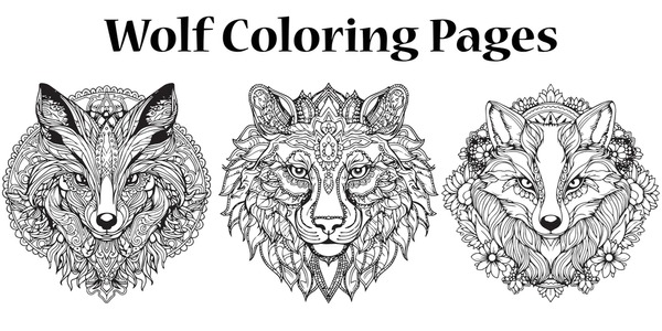 Thousand coloring book wolf royalty