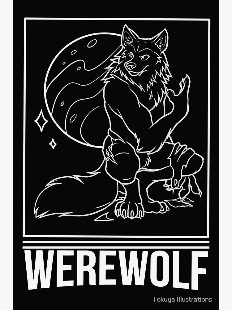 Werewolf print design poster for sale by tokuya illustrations