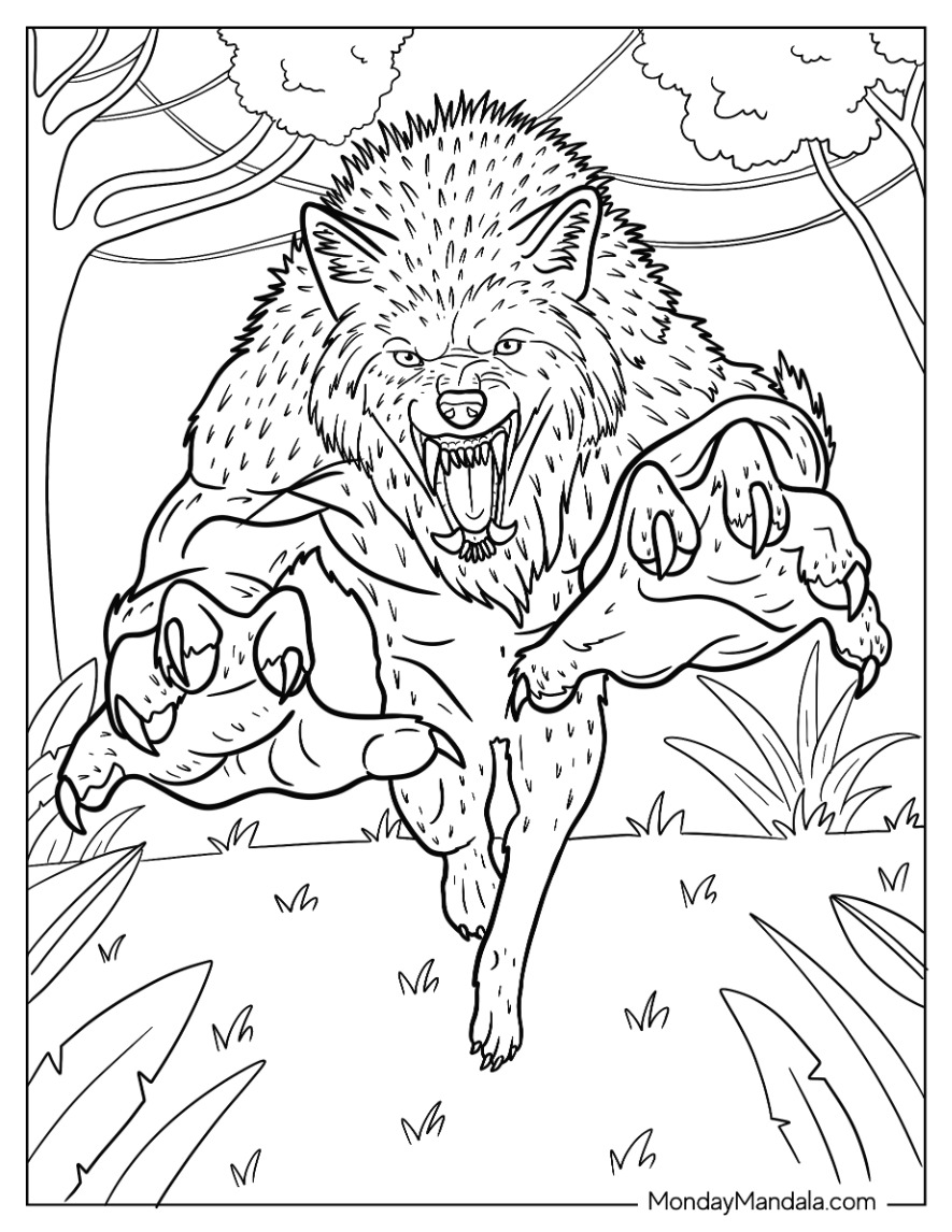 Werewolf coloring pages free pdf printables