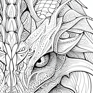 Wolf and dragon coloring page