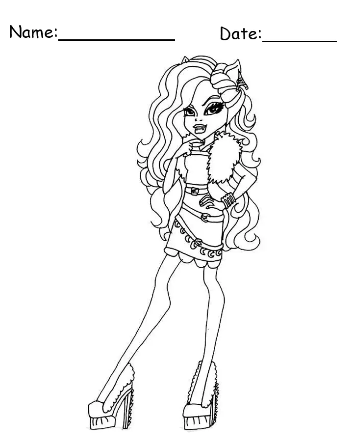 Clawdeen wolf monster high printable coloring pages